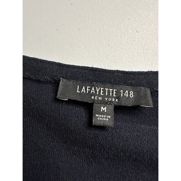 Lafayette 148 New York Black Stretch Short Sleeve Metal Neck Size Medium - Picture 14 of 15